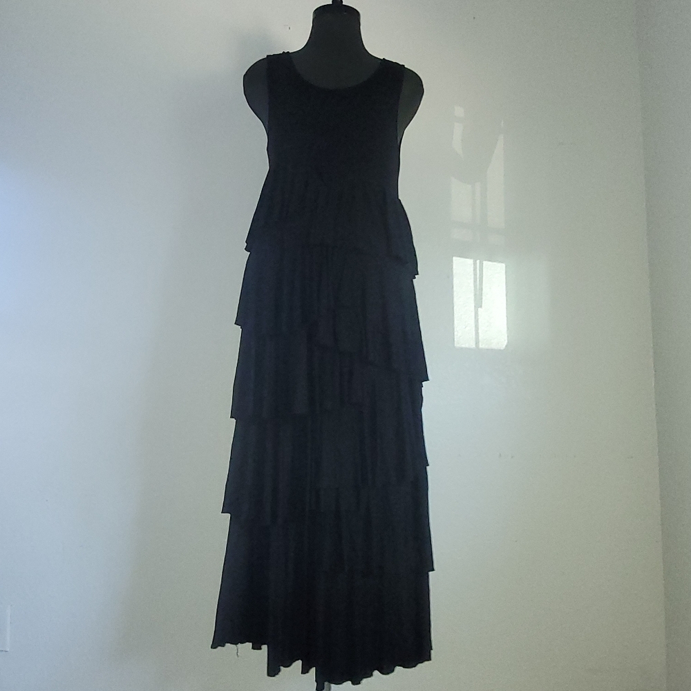 Chelsea & Theodore Black Tiered Maxi Dress